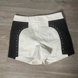 bebe Black and White High Waist Shorts